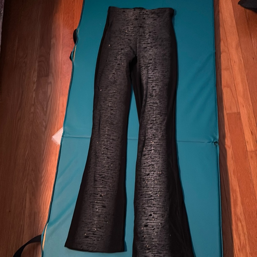 Super funky stretchy pants, silver glitter on leg fronts. Party pants!